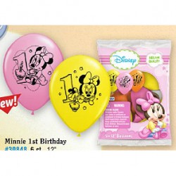 Minnie 1st Birthday 6 pack balloons