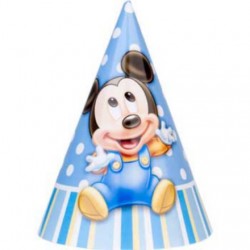 Mickey's 1st Birthday Party Hats (8-pack)